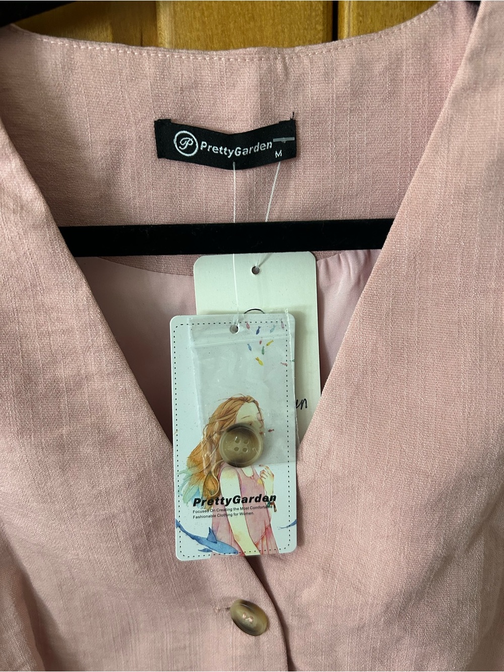 PrettyGarden Women's Blush Pink Button Vest - Picture 3 of 3